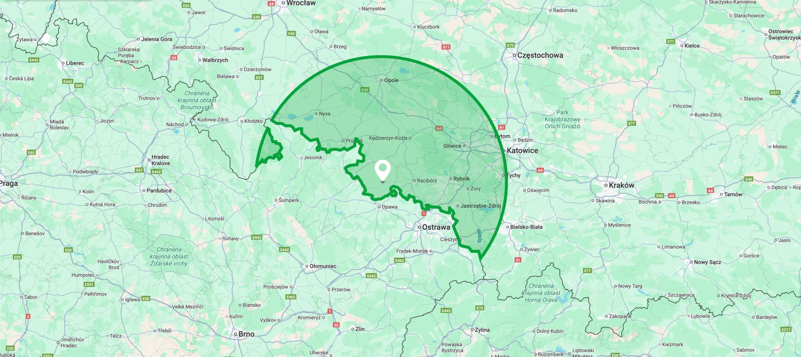 mapa zakresu usług